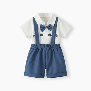 セットアップ 男の子 ベビー 1歳児 サロペット オーバーオール シャツ ショートパンツ 半袖 紳士風 学院風 薄手 フォーマル セレモニー 結婚式 誕生日 お宮参り 発表会 入園式 記念撮影 お呼