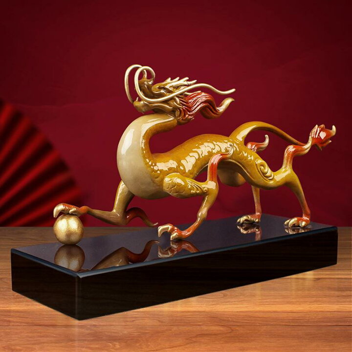 楽天市場】置物 真鍮製 龍 銅器 工芸品 中国風 中華風 オブジェ 十二支 