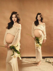 マタニティドレス レディース 妊婦 マタニティフォト 撮影用 フランス レトロ調 油絵風 室内記念写真 ポートレート 上品 エレガント フェミニン ロング丈 長袖 ポリエステル