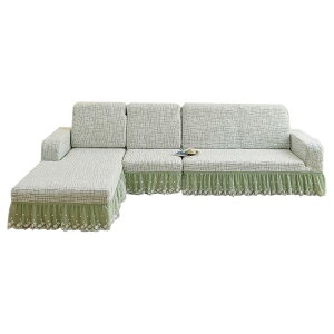 ソファカバー L字カウチ対応 3人掛け L型ソファー 全面保護 伸縮性 ストレッチ ポリエステル レースフリル 高級感 オールシーズン対応 マルチカバー リビング モダン シンプル