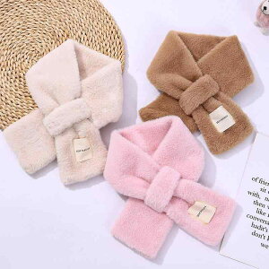 マフラー ネックウォーマー レディース 女性用 冬 厚手 保温 防寒 フェイクファー ラビットファー調 もこもこ 布製 パール装飾 ニット ショート丈 コンパクト きれいめ かわいい 韓国