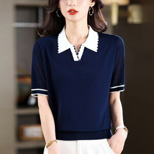 ドゥー ベル Doux Belle チェック柄バイカラー七分袖シャツブラウス レディース トップス ブルー -靴 ファッション通販 自宅で試着 気軽に返品