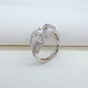 指輪 シルバー925 パール用 DIY ハンドメイド フリーサイズ 調節可能 つや消し リングパーツ 空枠 台座 9-11.5mm対応