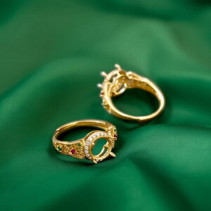 指輪 レディース S925 シルバー リング 空枠 8mm 丸型 台座 石座 フリーサイズ サイズ調整可能 石用 ゴールドカラー 電気メッキ加工 ライトラグジュアリー DIY ハンドメイド素材