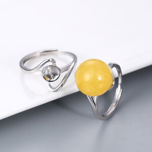 指輪 レディース S925 銀 シンプル ライン オープンリング サイズ調整可能 8-12mm 琥珀 パール ルース用 空枠 プラチナカラー 幾何学 韓国 きれいめ 普段使い デイリーユース