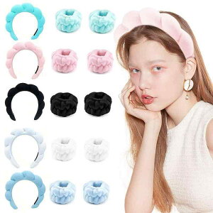 ヘアバンド 男女兼用 ツイスト もこもこ スポンジ カチューシャ ふわふわ 洗顔 スキンケア メイク 吸水速乾 リラックス スパ リストバンド 手首カバー 布製