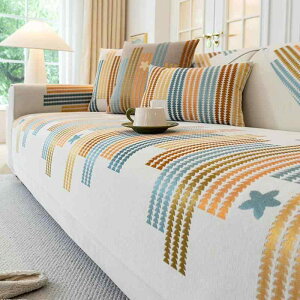 ソファカバー オールシーズン シェニール織り 滑り止め 爪とぎ防止 カウチソファ コーナーソファ用 シンプル モダン クッションシート 北欧風 星柄 ホワイト ブラウン グレー