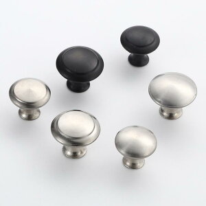 取っ手 引き手 ステンレス製 家具用 マッシュルーム 丸型 ドアノブ 引き出し キャビネット 下駄箱 ゴールド ブラック 1つ穴 シングルホール シンプル モダンテイスト ヘアライン仕上げ DIY リ