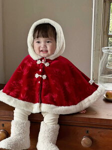 ベビー 女の子 ケープ ポンチョ 中華風 ネオチャイニーズ 裏起毛 ボア 厚手 保温 防寒 アウター 羽織り かわいい 秋冬 0歳 1歳 2歳 新生児 幼児