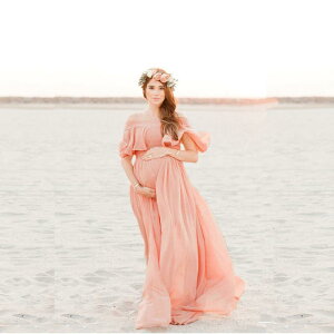 ワンピース レディース オフショルダー フレアスリーブ 切り替え シフォン シルケット加工綿 ゆったり ドレープ エレガント フェミニン 春夏 ピンク お呼ばれ パーティー ドレス