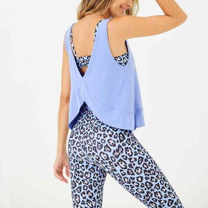 タンクトップ レディース ノースリーブ スポーツ ランニング フィットネス ヨガ トレーニング ジム トップス ゆったり 吸汗速乾 ストレッチ 美背 カバーアップ スカイブルー 春夏