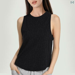 トップス レディース ゆったり ノースリーブ 吸湿速乾 通気性抜群 軽量 薄手 フィットネス ダンス トレーニング スポーツ クルーネック ラウンドヘム ナイロン ジャカード 春夏