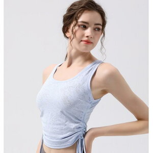 タンクトップ レディース 女性用 ヨガ フィットネス ジム トレーニング ランニング スポーツ ドローストリング 速乾 吸湿 薄手 軽量 通気性 ナイロン ノースリーブ 春夏