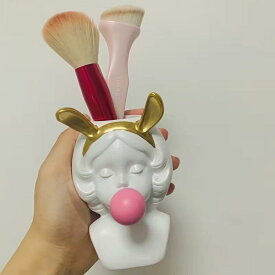 置物 うさ耳 シャボン玉 女の子 フィギュア ペン立て 卓上収納 花瓶 樹脂製 オブジェ かわいい ガーリー インテリア雑貨 ルームデコレーション リビング 子供部屋 プレゼント