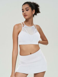 ヨガウェア レディース 上下セット スポーツブラ スコート インナーパンツ付き 透け防止 ヨガ ランニング フィットネス テニス ジム トレーニング ヒップカバー ブラック ホワイト