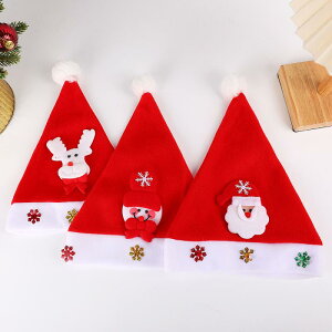 クリスマスハット 大人用 子供用 サンタ 雪だるま トナカイ キャラクター 光る かわいい レッド 不織布 布製 パーティー イベント コスプレ 仮装 飾り グッズ