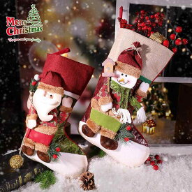 クリスマス飾り クリスマスソックス クリスマスツリー オーナメント デコレーション 置き物 サンタ スノーマン トナカイ ニット 足ぶら 雪の結晶 チェック柄 おしゃれ かわいい SNS映え DIY 手作り ポリエステル製 室内装飾