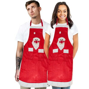 エプロン クリスマス サンタ 雪だるま柄 キッチン装飾 割烹着 レッド かわいい おしゃれ ユニーク パーティー イベント コスチューム プレゼント