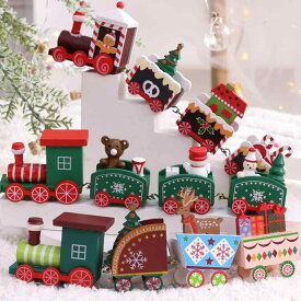 クリスマスデコレーション 家庭用 木製 ミニトレイン サンタクロース スノーマン トナカイ ツリー飾り おしゃれ かわいい インテリア 卓上置物 雑貨
