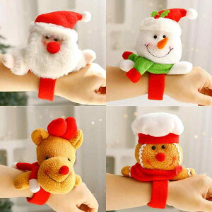 クリスマスオーナメント かわいい ぬいぐるみ マスコット スラップブレスレット パチパチバンド 柔らかな素材 サンタ 雪だるま トナカイ ジンジャーブレッドマン クリスマスパーティー イ