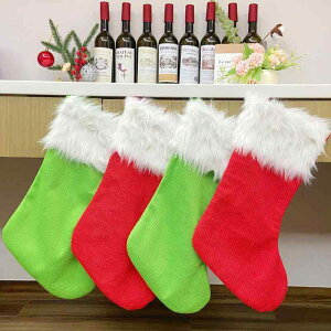 クリスマスソックス ギフトバッグ プレゼント袋 ツリー飾り ニット ぬいぐるみ ふわふわ ポリエステル製 グリーン レッド おしゃれ 田園風 ヨーロピアン アメリカン クラシック モダン イン
