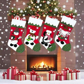 クリスマスソックス 大型 ビッグサイズ ギフトバッグ プレゼント袋 キャラクター ぬいぐるみ ツリーオーナメント デコレーション 装飾 ポリエステル サンタ 雪だるま 白熊 ペンギン