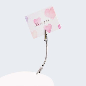 卓上スタンド 両面 ワニ口 伝言メモ メッセージカード プライスカード フォト かわいい シンプル ミニマリスト メタル製 安定感 丈夫 ディスプレイ ホルダー