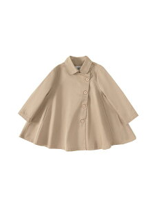 コート 女の子 キッズ 子供服 秋冬 裏ボア 厚手 暖かい 防寒 ケープ風 トレンチコート風 ミドル丈 アウター 開襟 コットン 通園 通学 カジュアル