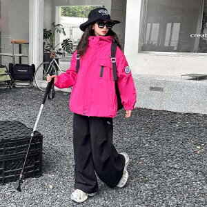 マウンテンパーカー 女の子 キッズ ジュニア 秋冬 3in1 スリーインワン 厚手 防寒 撥水 防風 フード付き ジップアップ アウトドア カジュアル 通学 ワークスタイル おしゃれ 韓国 ポリエステ