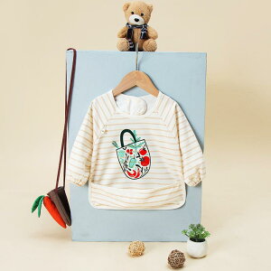 食事用エプロン キッズ ベビー 子供 赤ちゃん 幼児 男女兼用 長袖 スモック 防水 防汚 食べこぼしポケット付き 綿 コットン TPU素材 かわいい キャラクター柄