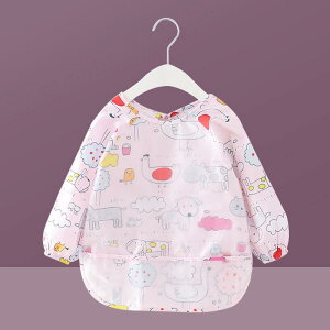 エプロン ベビー 女の子 長袖 防水 スモック 食事用 よだれかけ ビブ 食べこぼし対策 汚れガード 子供 幼児 赤ちゃん 綿 キャラクター柄 かわいい 反着用 春秋