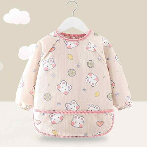 エプロン ベビー キッズ 男の子 女の子 長袖 袖付き 防水 汚れ防止 食べこぼし防止 食事用 コーデュロイ ポリエステル お食事スモック かわいい おしゃれ 離乳食 保育園 秋冬 冬用