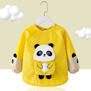 お食事エプロン ベビー キッズ 男の子 女の子 防水 防汚 長袖 スモック 食べこぼし防止 立体ポケット付き ポリエステル素材 クマ ウサギ柄 離乳食 保育園 幼稚園 食事用 秋冬