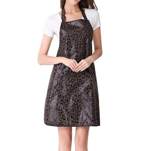 エプロン レディース 女性用 首掛け おしゃれ ファッション 韓国 ヒョウ柄 コーヒー 撥水 防水 汚れ防止 ポリエステル バーカウンター ネイルサロン カフェ 飲食店 ワークウェア 作業服 普段