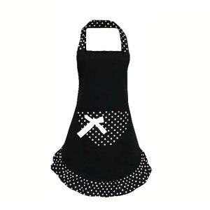 エプロン レディース 大人用 韓国 かわいい プリンセス 姫系 おしゃれ 黒 赤 防汚 撥水 ポリエステル キッチン レストラン 作業服 ユニフォーム フリーサイズ モダン シンプル 割烹着