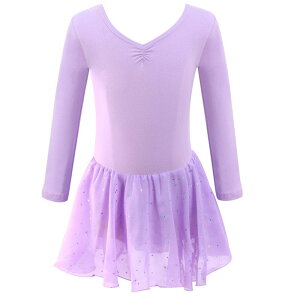 バレエ レッスンウェア キッズ 女の子 長袖 リボン スカート付きレオタード 練習着 中国舞踊 発表会 審査用 体操服 綿 ソフト かわいい 秋