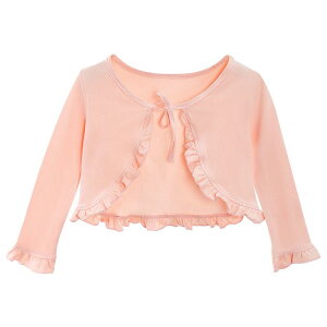 カーディガン 女の子 キッズ ダンス バレエ レッスンウェア 長袖 秋冬 フリル ボレロ 紐リボン 前開き 羽織り 伸縮性 ストレッチ 通気性