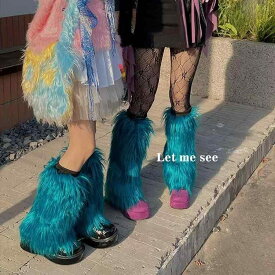 レッグウォーマー レディース フェイクファー ロングパイル ふわふわ おしゃれ 保温 かわいい スイート ガーリー 秋冬 ファッション コーディネート 白 黒 ピンク