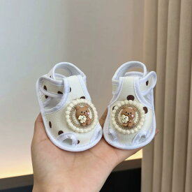 ベビーサンダル 男の子 女の子 夏 赤ちゃん 歩き始め シューズ 柔らかい底 滑り止め 通気性 快適 脱げない 綿布 かわいい カートゥーン ピンク ブラウン グリーン