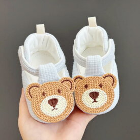 ベビーシューズ 男の子 女の子 春秋 赤ちゃん 歩き始め 柔らかい底 綿布 かわいい カートゥーン調 新生児 百日 1歳 脱げない 靴 滑り止め 面ファスナー 青 ミルクホワイト ピンク