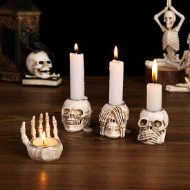 置物 ハロウィン 骷髅頭 樹脂製 ヨーロピアン インテリア 飾り 玄関 デスクトップ 南瓜 幽霊 魔法 キャンドルホルダー セット 秋 季節 ギフト かわいい ゴシック スタイル