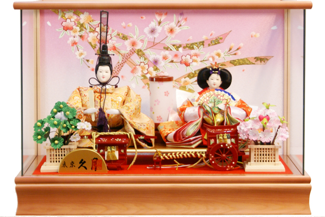 雛人形 久月 ガラスケース飾り「よろこび雛」二人親王 パノラマ (69572)ひな人形おしゃれ コンパクト  桜竹オンラインショップ