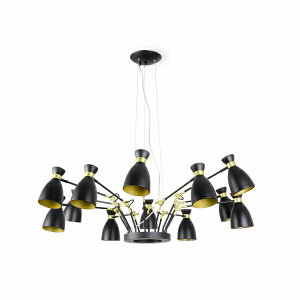 【FARO】RETRO Black and satin gold pendant lamp 12L FARO FA20051【代引き不可】
