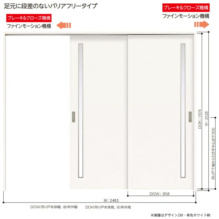 楽天市場】永大産業 2本引き込み吊り戸セット 【デザイン2M】固定枠 
