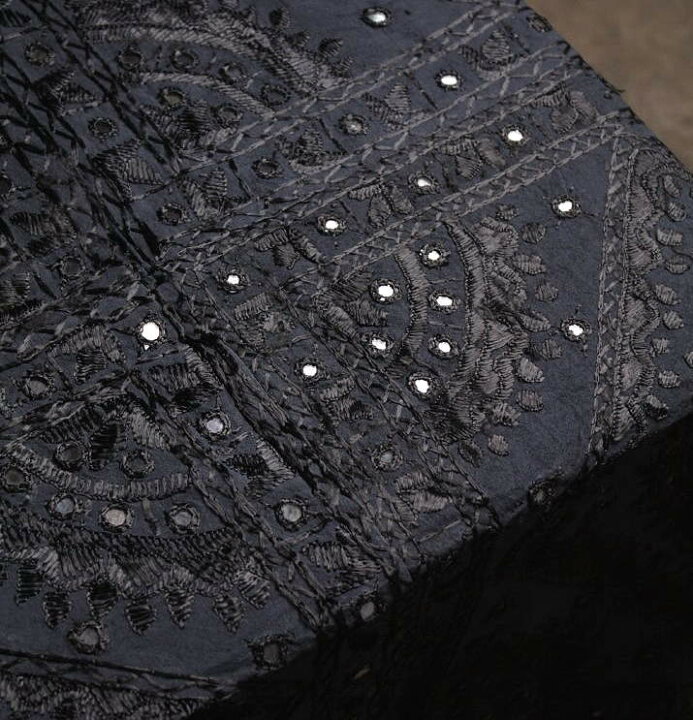 楽天市場】インド ミラー刺繍 ベッドカバーセミダブルサイズ 黒 