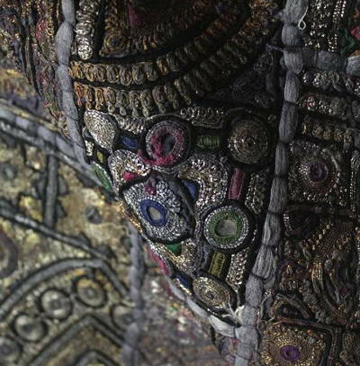 楽天市場】インド 金糸 刺繍 アップリケ 壁掛け タペストリー ミラー 