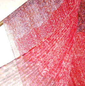 インド 薄手ウールプリントストール（スカーフ、マフラー、ショール） レッド ピンク系 プレゼント アジアン 母の日 エスニック