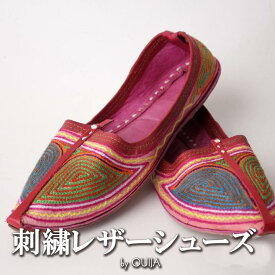 インド チェーンステッチカラフルレザーシューズ スリッポン 22cm 靴 プレゼント アジアン 母の日 エスニック レディース ファッション