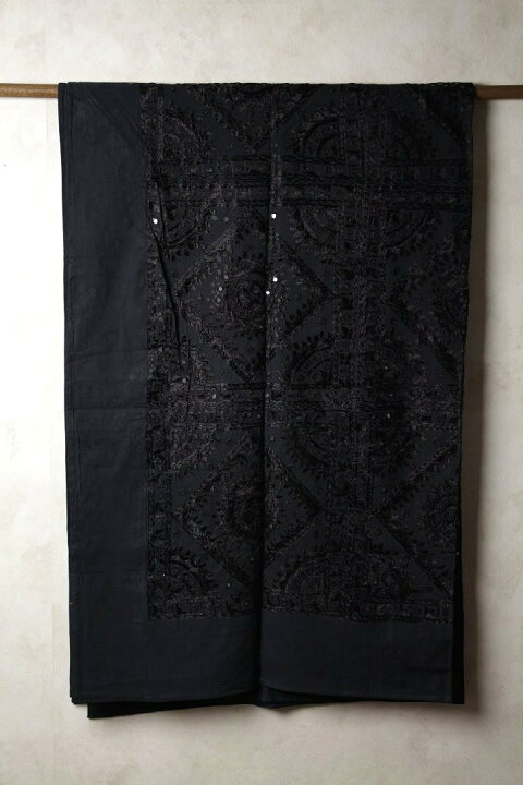 楽天市場】インド ミラー刺繍 ベッドカバーセミダブルサイズ 黒 