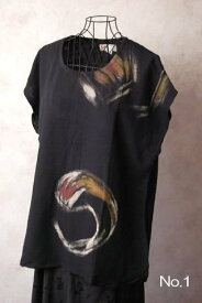 インドネシア 洋服 バティックフレンチスリーブチュニック ブラック/ブラウン ろうけつ染め 更紗 プレゼント アジアン クリスマス エスニック レディース ファッション ネコポスOK